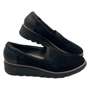Clarks Collection Cushion Womens Black Slip On Velvet Shoes Size 7